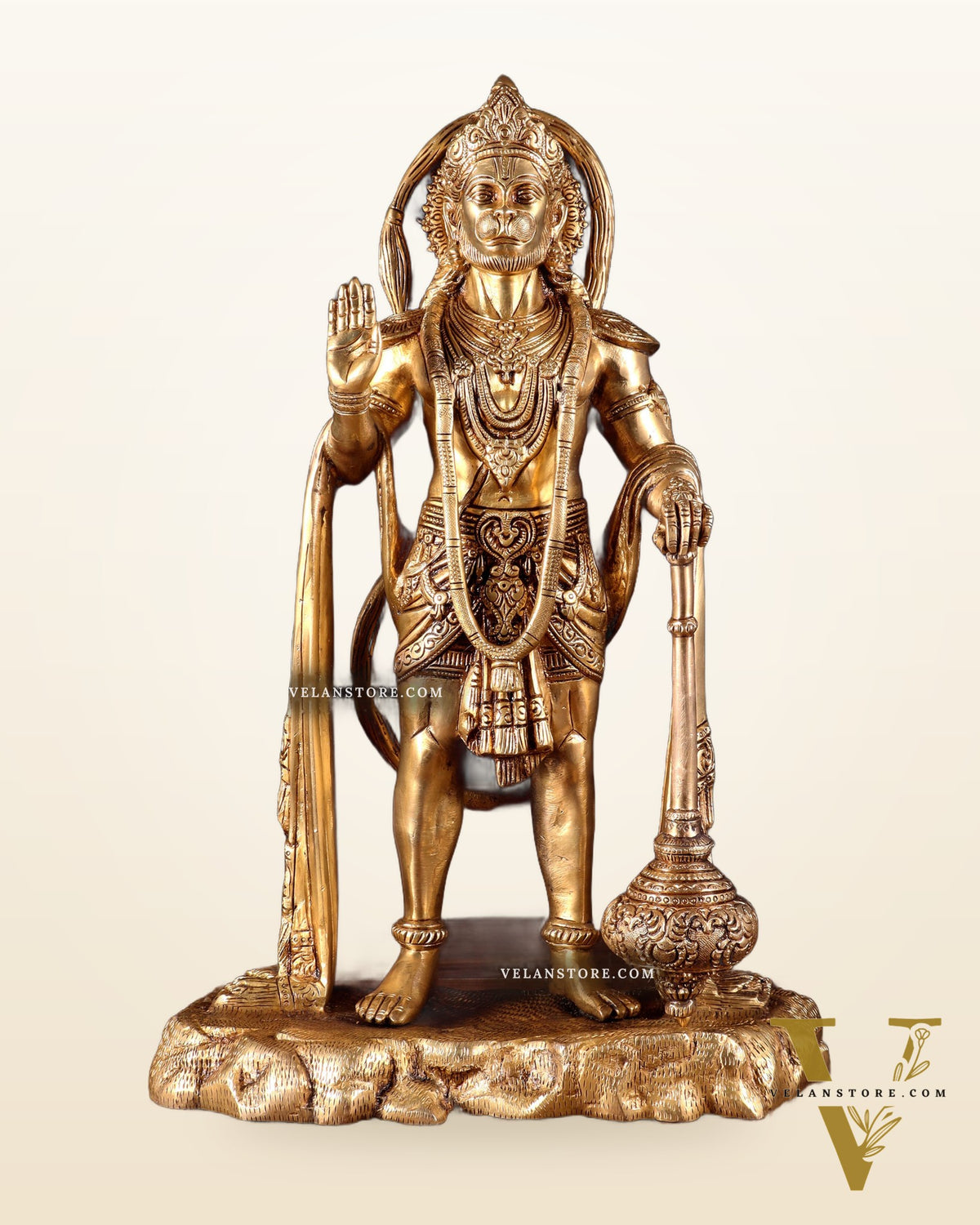 Pure Brass Standing Hanuman Statue - 18 inch