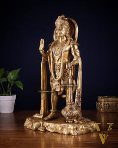 Pure Brass Standing Hanuman Statue - 18 inch