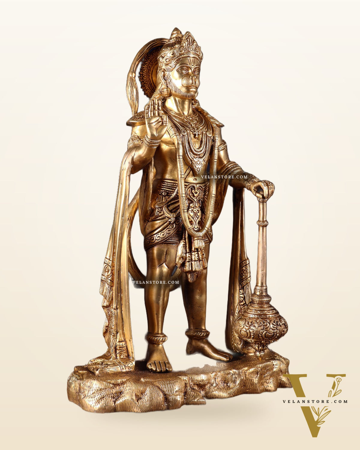 Pure Brass Standing Hanuman Statue - 18 inch