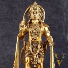 Pure Brass Standing Hanuman Statue - 18" | Symbol of Strength & Devotion