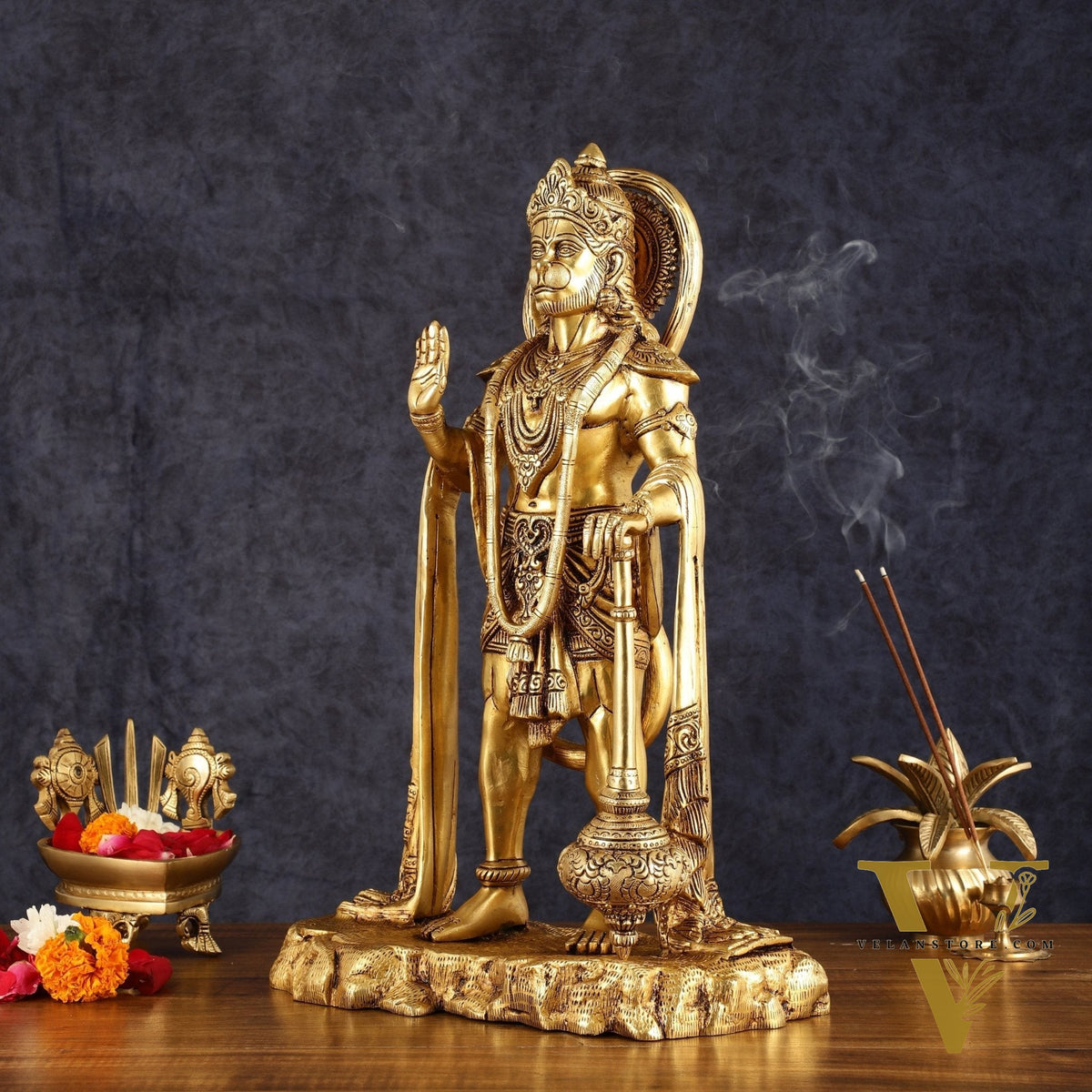 Pure Brass Standing Hanuman Statue - 18" | Symbol of Strength & Devotion
