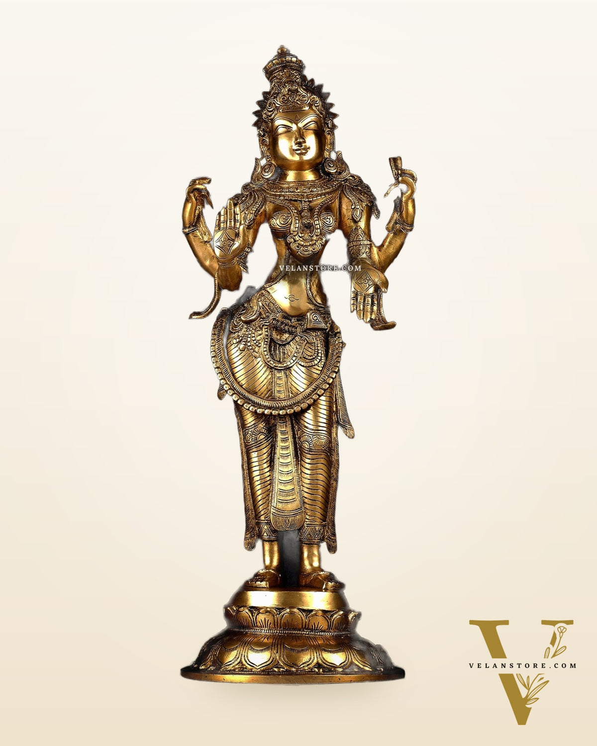 Pure Brass Standing Lakshmi Statue – 24.5”