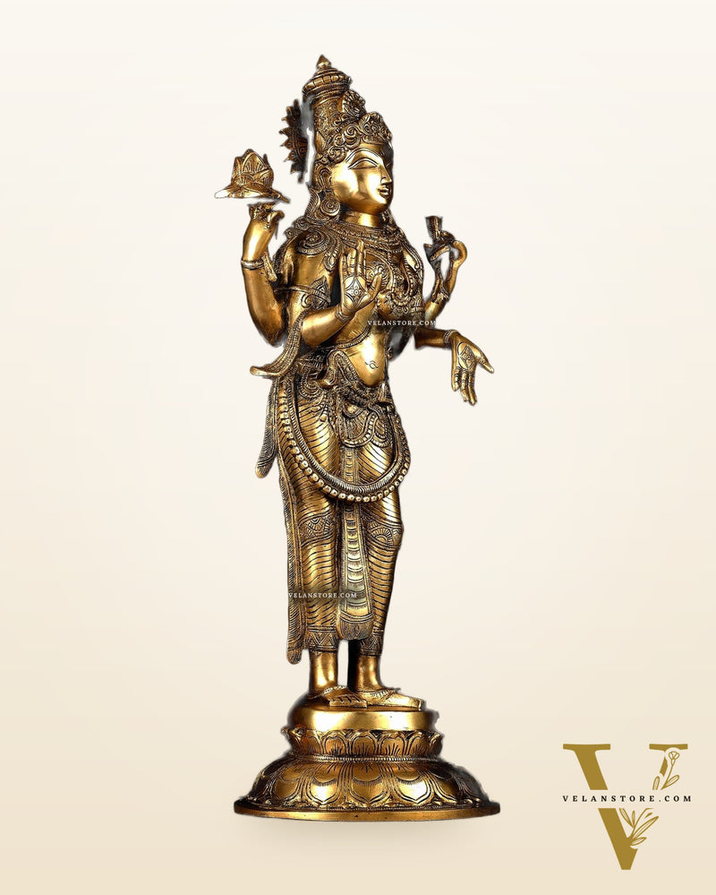 Pure Brass Standing Lakshmi Statue – 24.5”