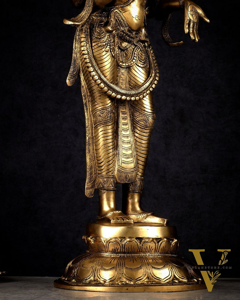 Pure Brass Standing Lakshmi Statue – 24.5”