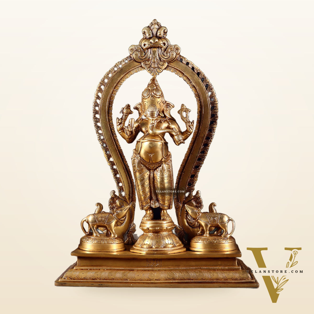 Pure Brass Standing Lord Ganesha Idol | 15” Height
