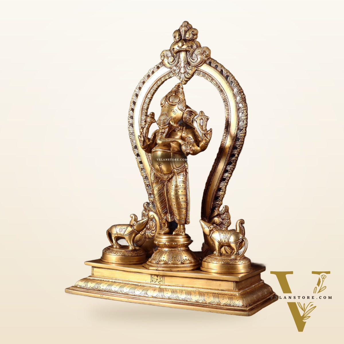 Pure Brass Standing Lord Ganesha Idol | 15” Height