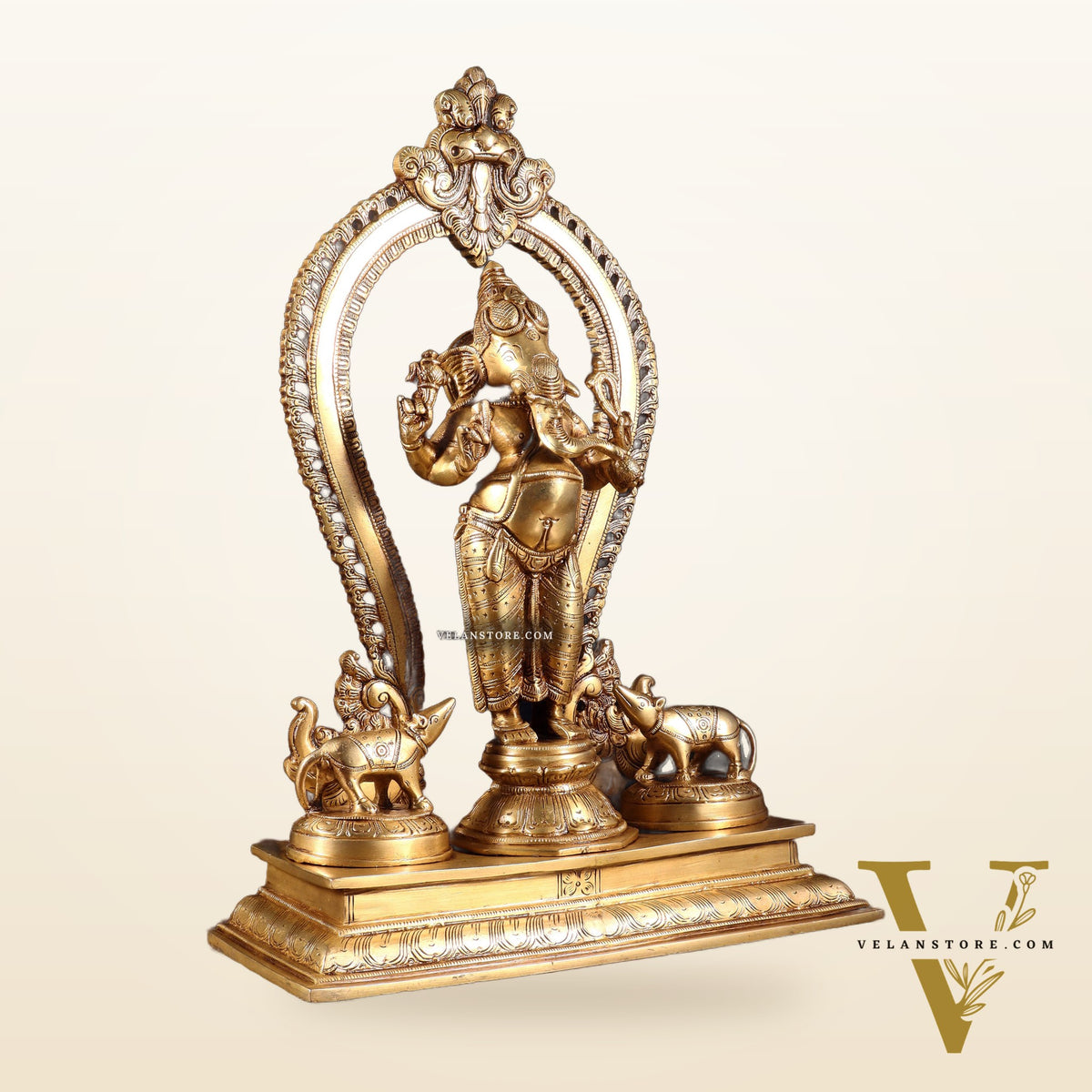 Pure Brass Standing Lord Ganesha Idol | 15” Height