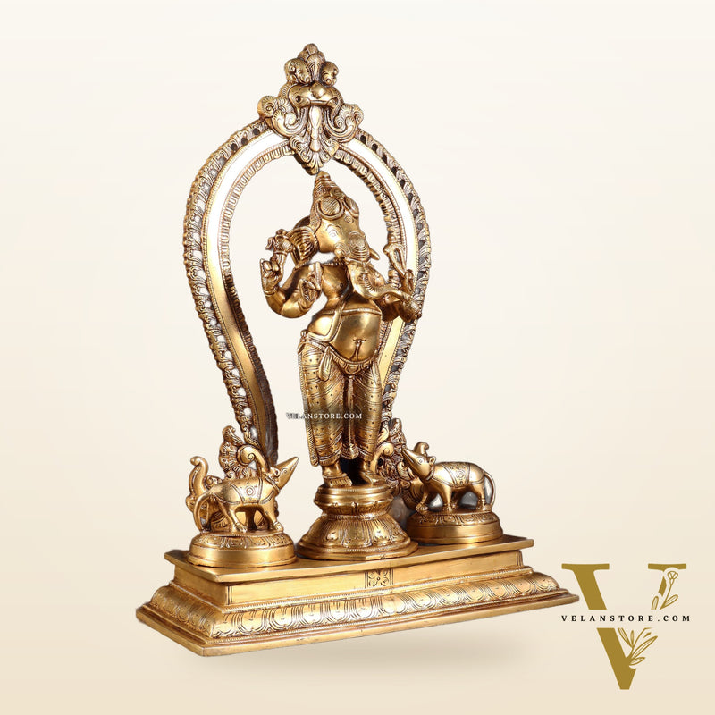Pure Brass Standing Lord Ganesha Idol | 15” Height