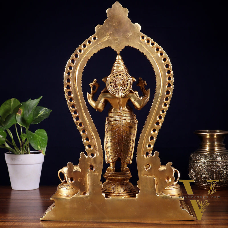 Pure Brass Standing Lord Ganesha Idol | 15” Height
