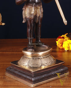 Pure Brass Standing Lord Hanuman Statue – Black Edition, 14.5 Inch