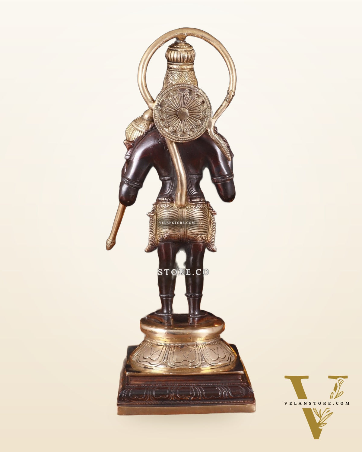 Pure Brass Standing Lord Hanuman Statue – Black Edition, 14.5 Inch