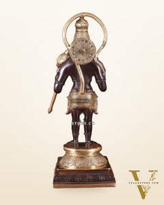 Pure Brass Standing Lord Hanuman Statue – Black Edition, 14.5 Inch
