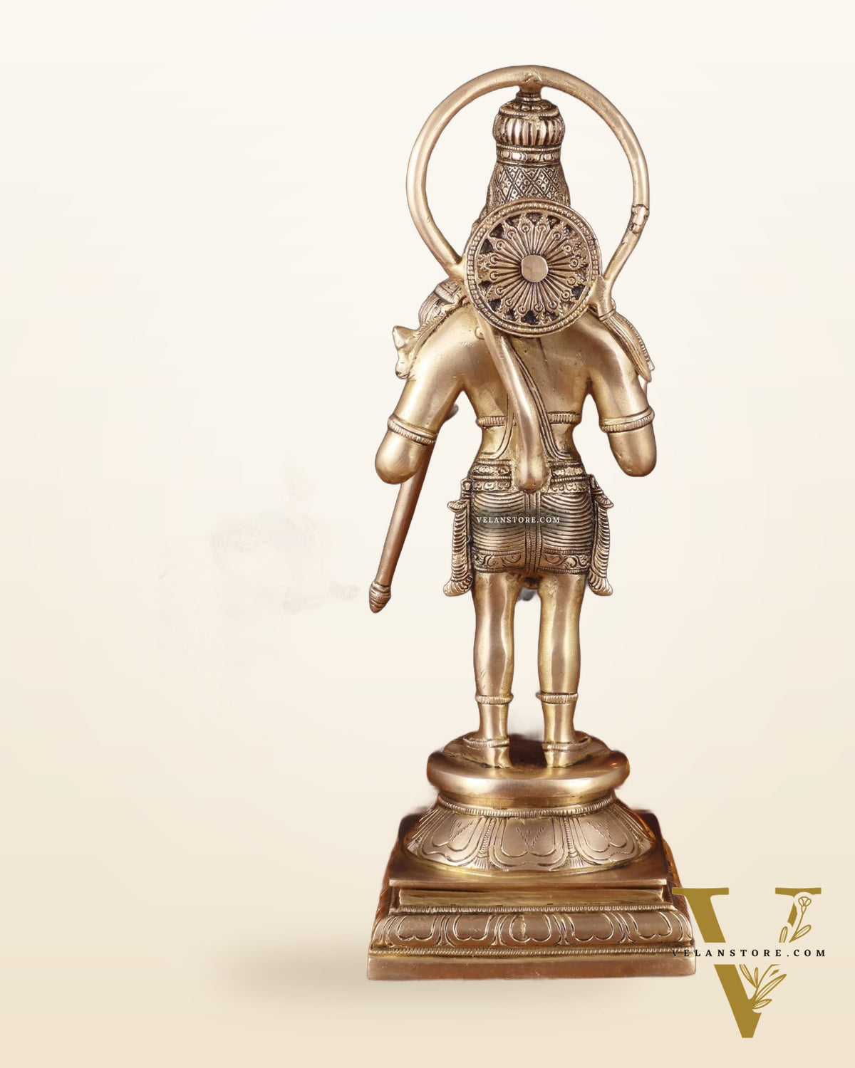 Pure Brass Standing Lord Hanuman Statue – Matte Gold Finish, 14.5 Inch