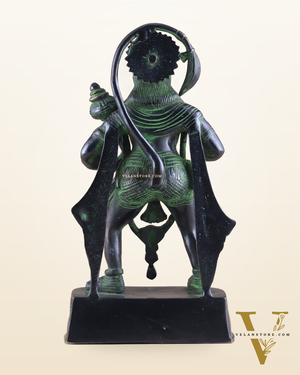 Pure Brass Standing Lord Hanuman Statue with Black and Green Tone 11 inch