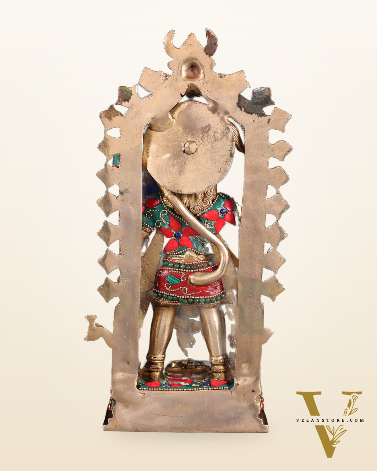 Pure Brass Standing Lord Hanuman with Kirtimukha Prabhavali 12 INCH
