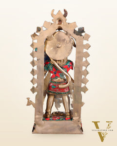 Pure Brass Standing Lord Hanuman with Kirtimukha Prabhavali 12 INCH