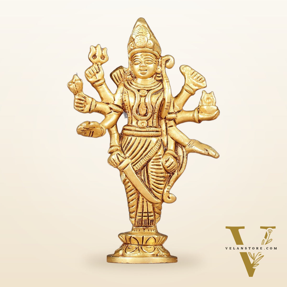 Pure Brass Standing Ma Durga Bhawani Idol | 5" Height