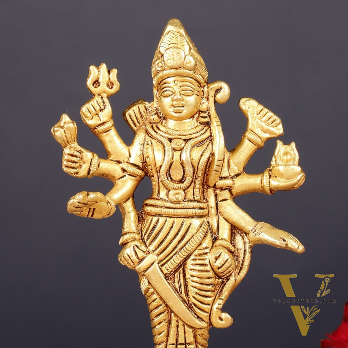 Pure Brass Standing Ma Durga Bhawani Idol | 5" Height