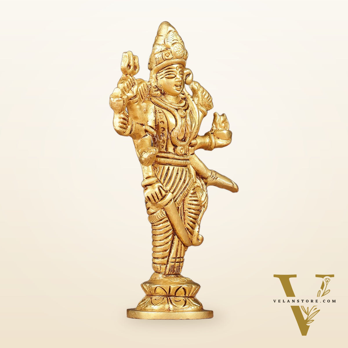 Pure Brass Standing Ma Durga Bhawani Idol | 5" Height