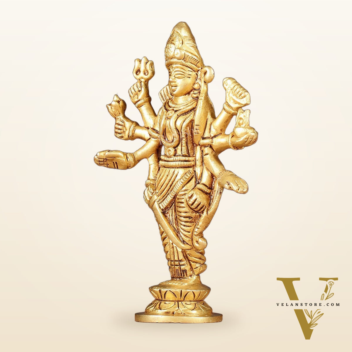 Pure Brass Standing Ma Durga Bhawani Idol | 5" Height
