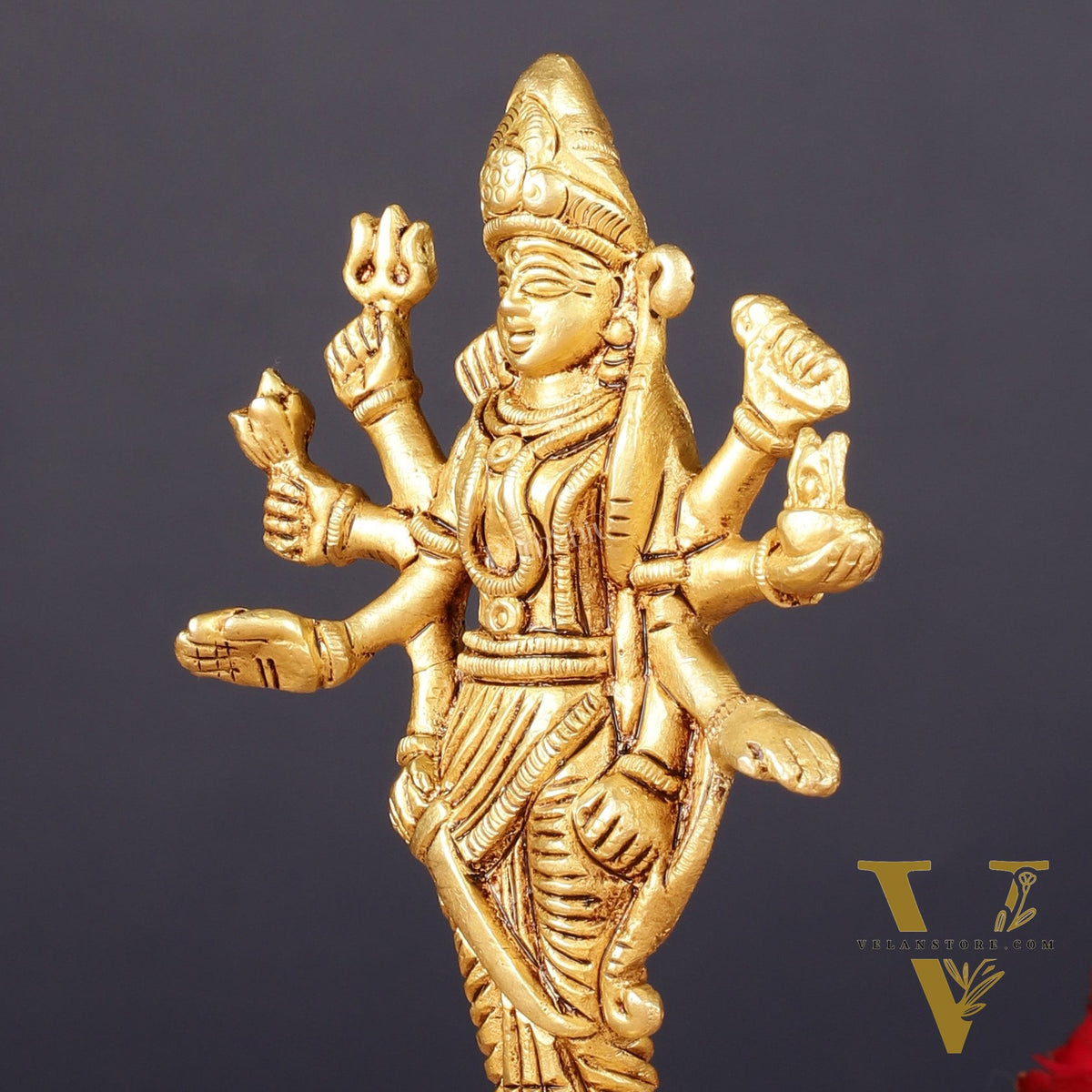 Pure Brass Standing Ma Durga Bhawani Idol | 5" Height