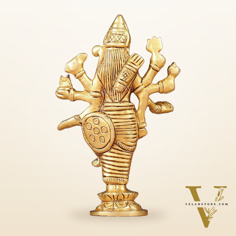 Pure Brass Standing Ma Durga Bhawani Idol | 5" Height