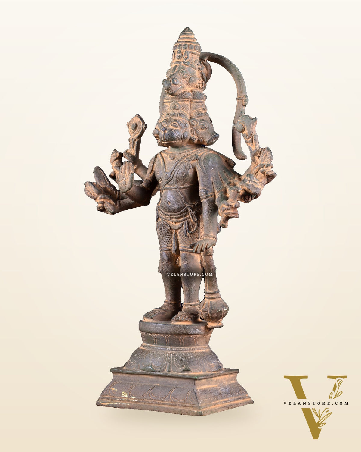 Pure Brass Standing Panchmukhi Hanuman Idol – 12 inch super antique