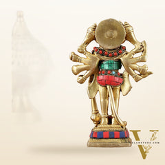 Pure Brass Standing Panchmukhi Hanuman Idol - 7"