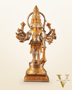 Pure Brass Standing Panchmukhi Hanuman Idol – glossy gold finish 12 inch