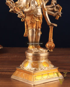 Pure Brass Standing Panchmukhi Hanuman Idol – glossy gold finish 12 inch
