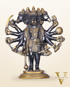 Pure Brass Standing Panchmukhi Hanuman Wall Hanging | Vastu Protection 13"