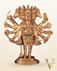 Pure Brass Standing Panchmukhi Hanuman Wall Hanging | Vastu Protection 13"