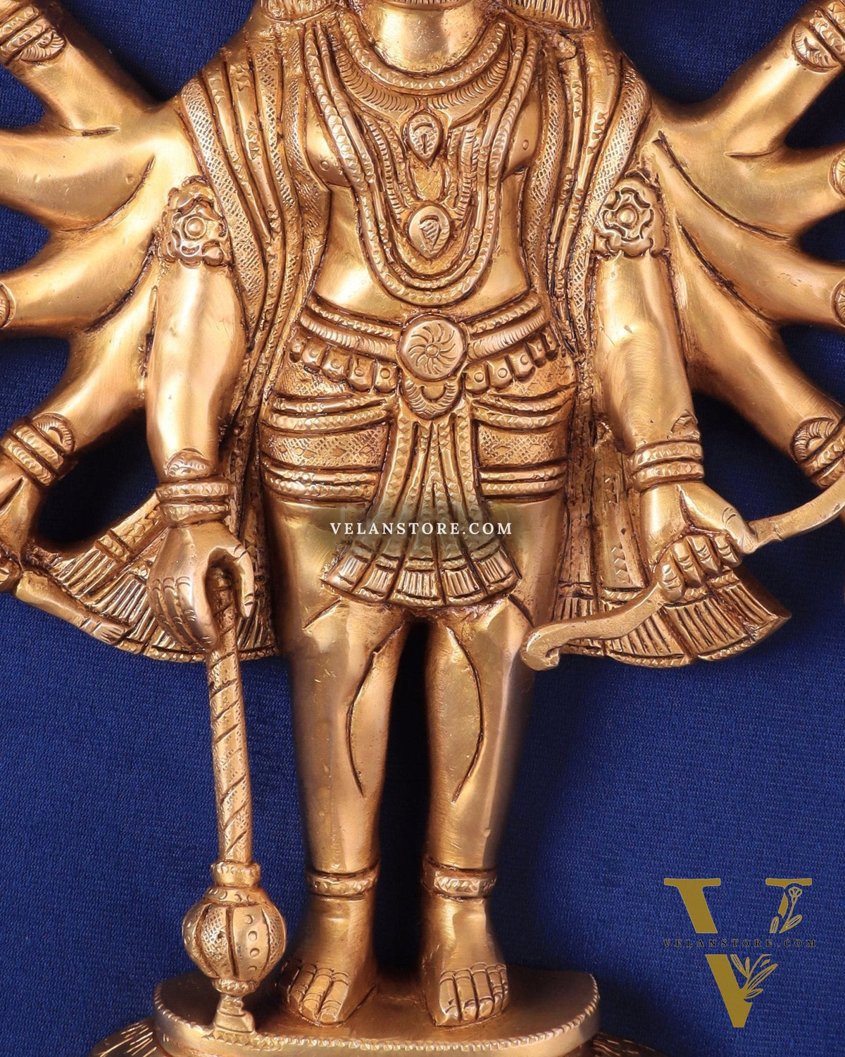 Pure Brass Standing Panchmukhi Hanuman Wall Hanging | Vastu Protection 13"