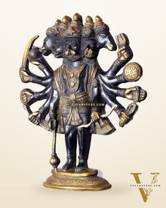 Pure Brass Standing Panchmukhi Hanuman Wall Hanging | Vastu Protection 13"