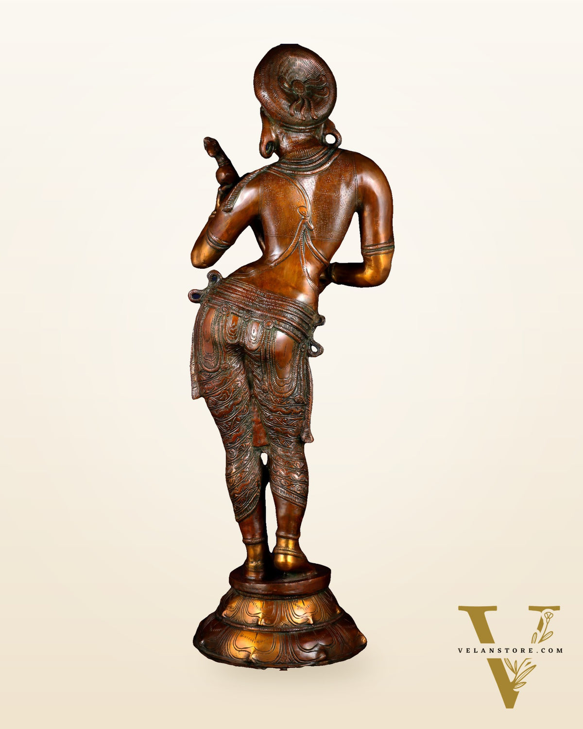 Pure Brass Standing Saraswati Statue – Unique Chola Style 35 inch