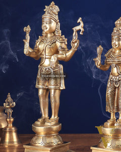 Pure Brass Standing Shiva Parvati Idols Pair 16"