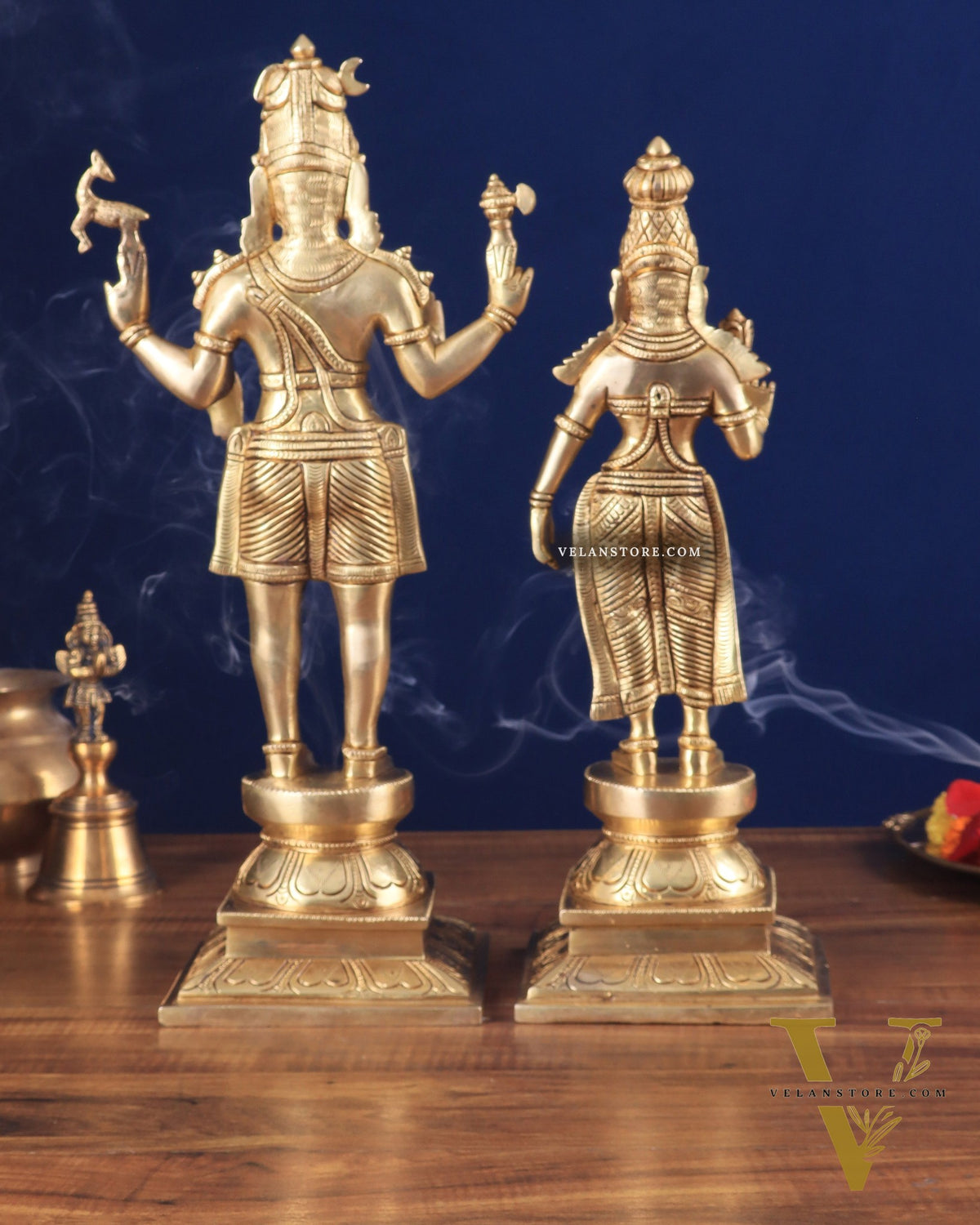 Pure Brass Standing Shiva Parvati Idols Pair 16"