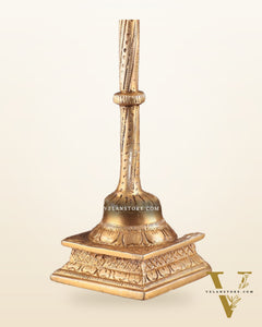 Pure Brass Standing Trishul with Intricate Carvings – 10" Decorative Piece