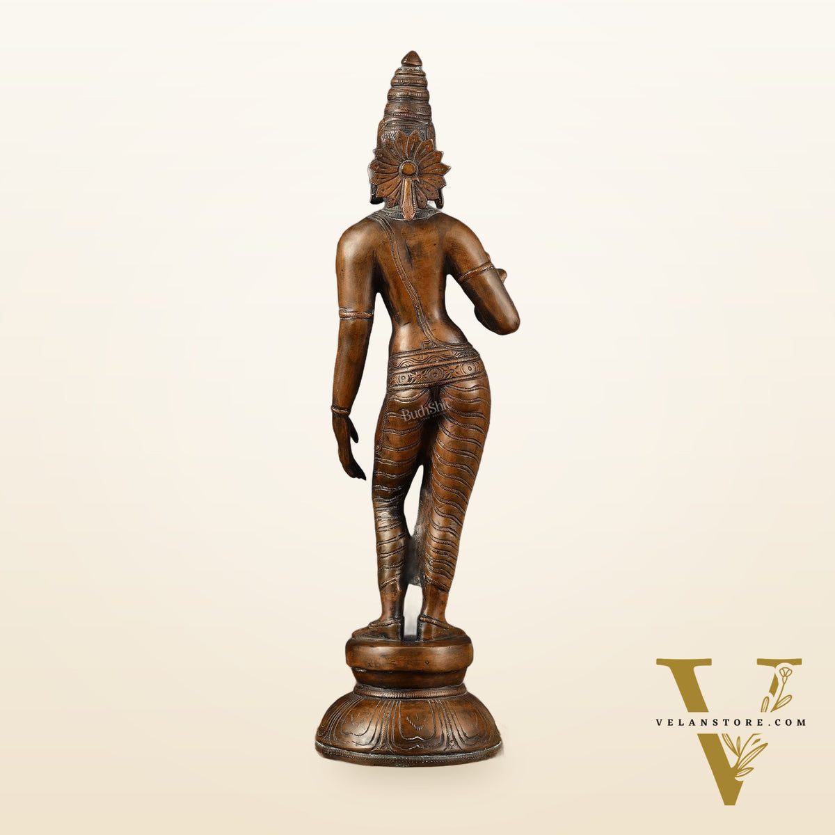 Pure Brass Standing Uma Parvati Idol with Chola Finish 18 inch