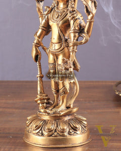 Pure Brass standing Vishnu idol with sheshanaag 11"
