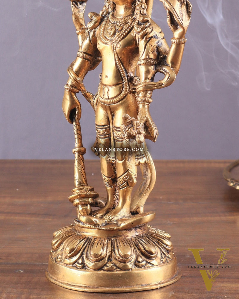 Pure Brass standing Vishnu idol with sheshanaag 11"