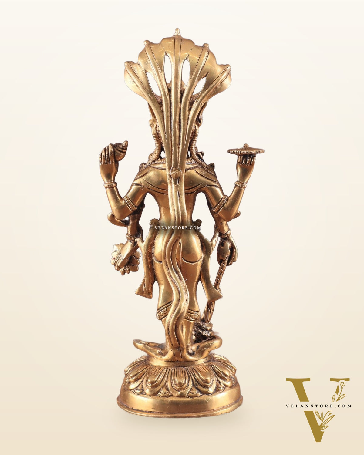 Pure Brass standing Vishnu idol with sheshanaag 11"