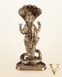 Pure Brass Standing Vishnu with Sheshanaga - 4 in Height