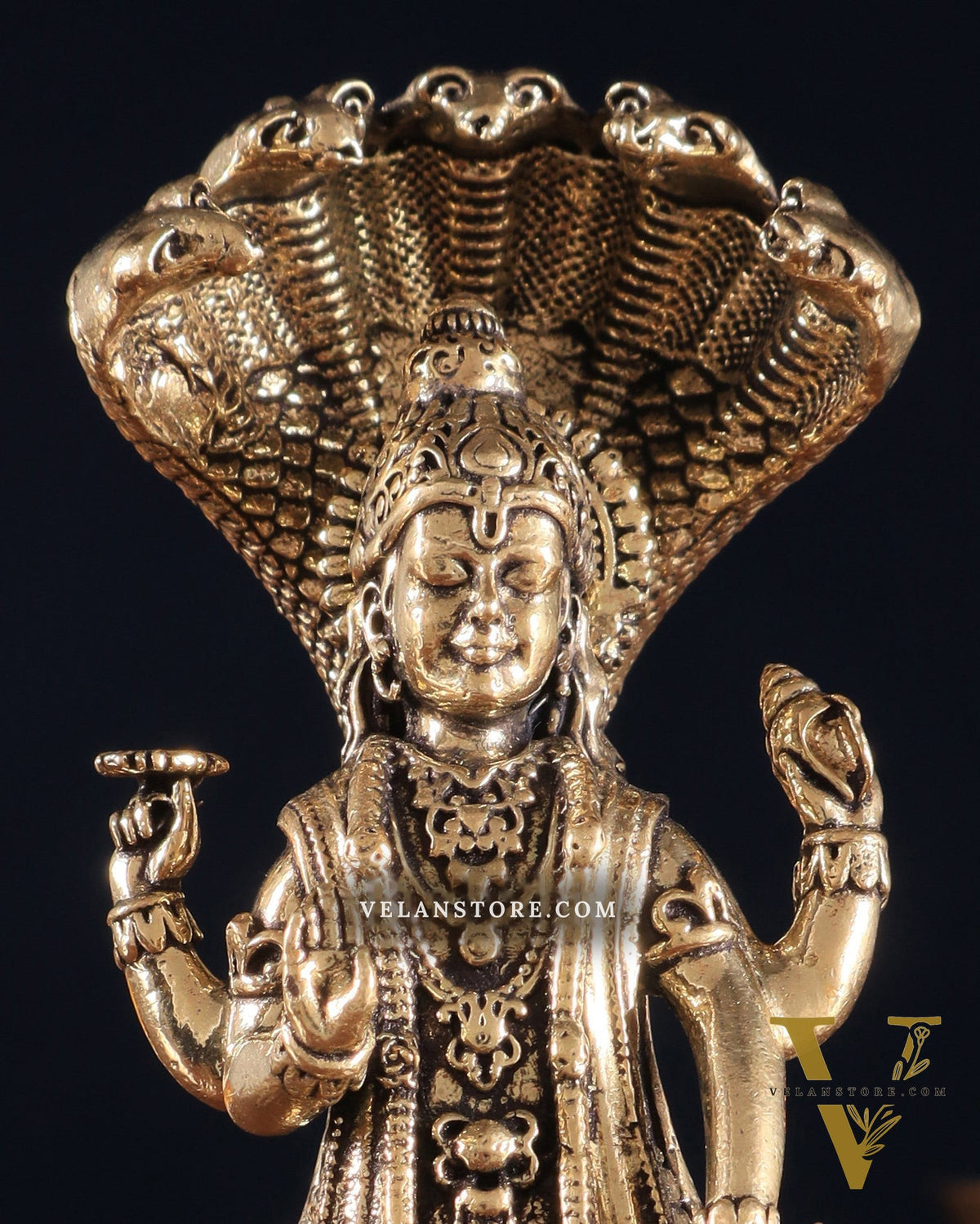 Pure Brass Standing Vishnu with Sheshanaga - 4 in Height