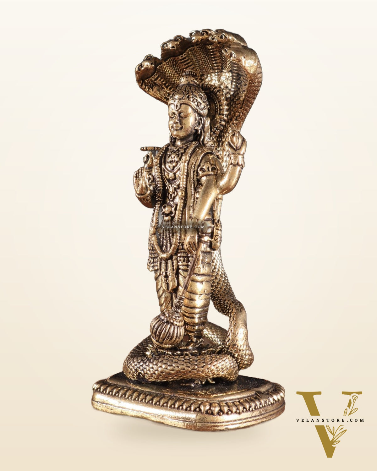 Pure Brass Standing Vishnu with Sheshanaga - 4 in Height