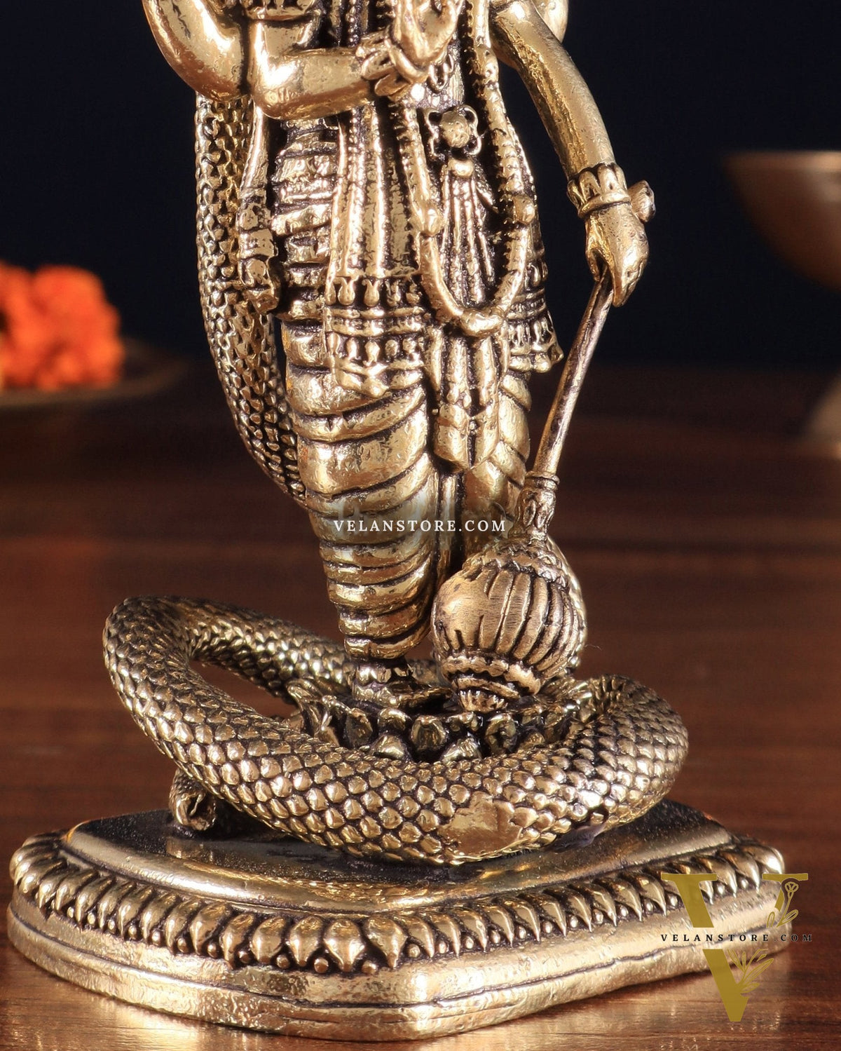 Pure Brass Standing Vishnu with Sheshanaga - 4 in Height