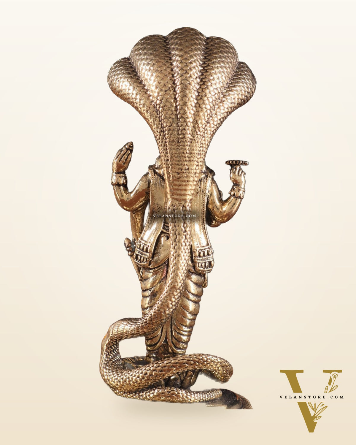 Pure Brass Standing Vishnu with Sheshanaga - 4 in Height