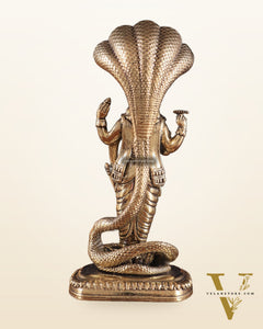 Pure Brass Standing Vishnu with Sheshanaga - 4 in Height
