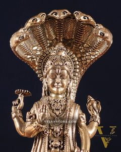 Pure Brass Standing Vishnu with Sheshanaga - 5 in Height