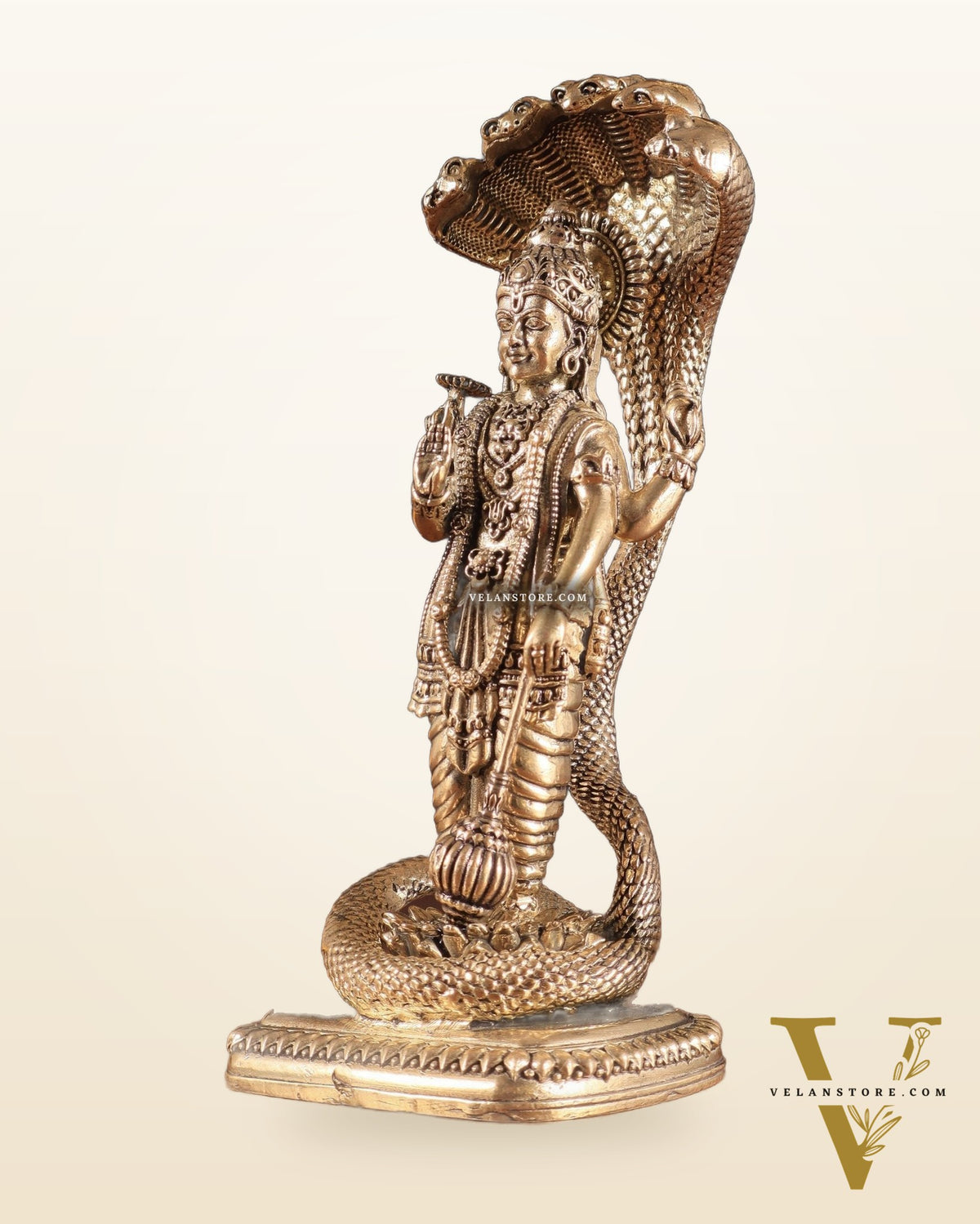 Pure Brass Standing Vishnu with Sheshanaga - 5 in Height